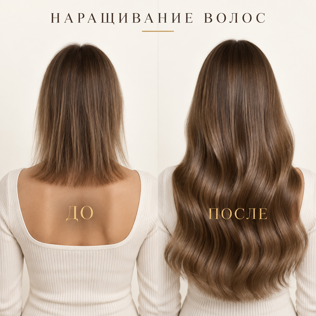 Наращивание волос · до / после